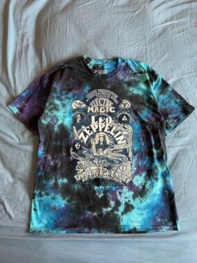 Vintage Liquid Blue Led Zeppelin Electric Magic T Shirt Size XL Band Tee Y2K